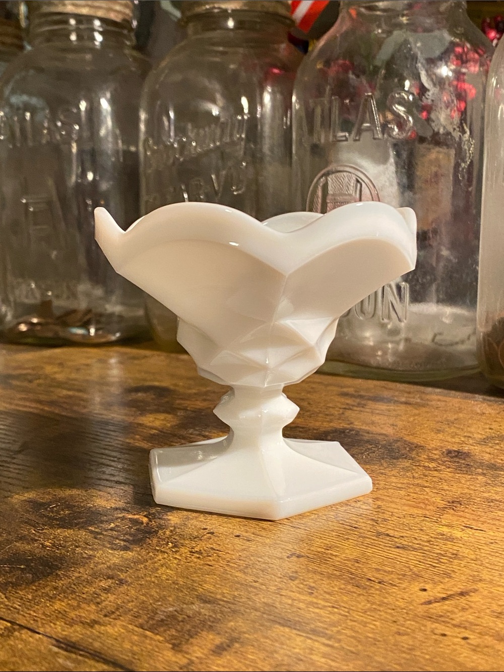 Smith White Milk Glass Candle holder - Timeless Home Accent